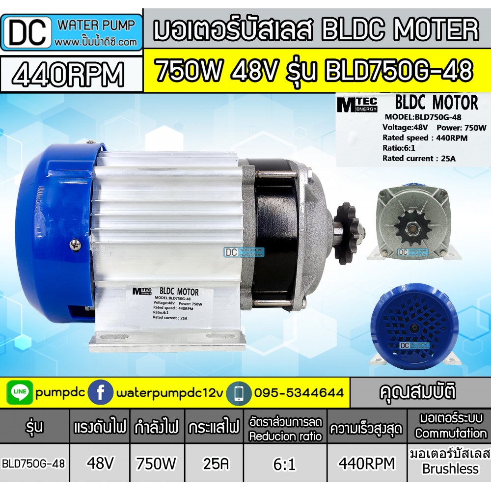 มอเตอร์บัสเลส (เกียร์ทด) DC48V 750W (พร้อมกล่องคอนโทรล)